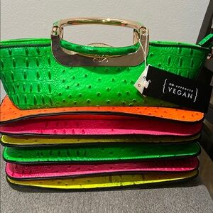 Vegan Green and Pink Women's Bag